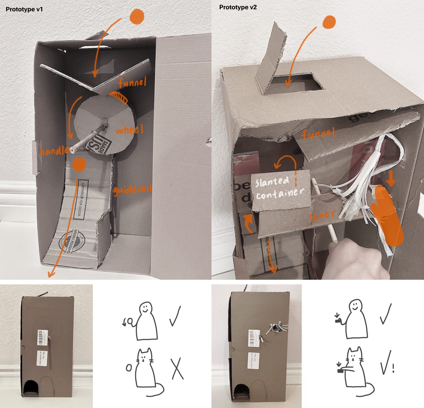 The two cardboard prototypes